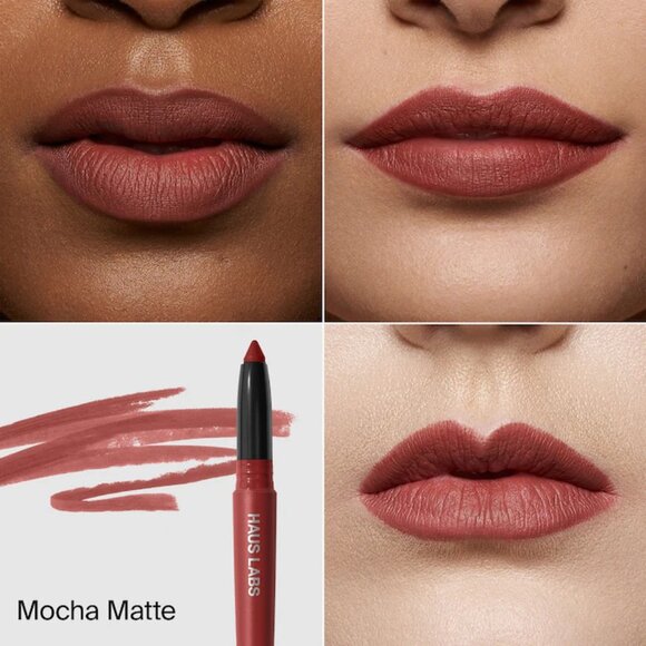 NIB ✅ Haus Labs #MOCHA MATTE Le Monster Lip Crayon Vegan Lipstick and Lip Liner - Picture 2 of 7